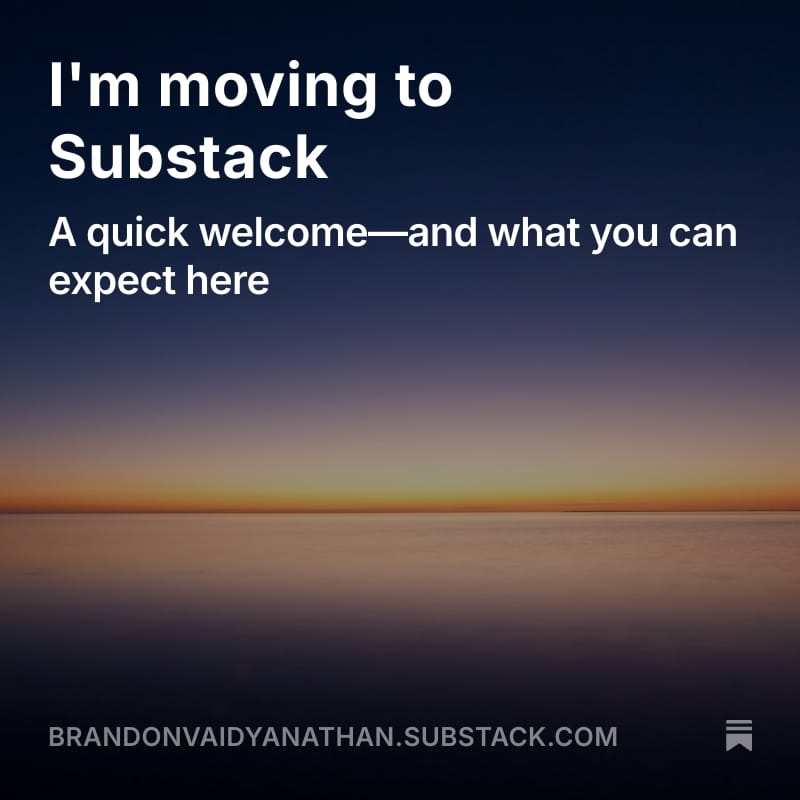 Moving to Substack